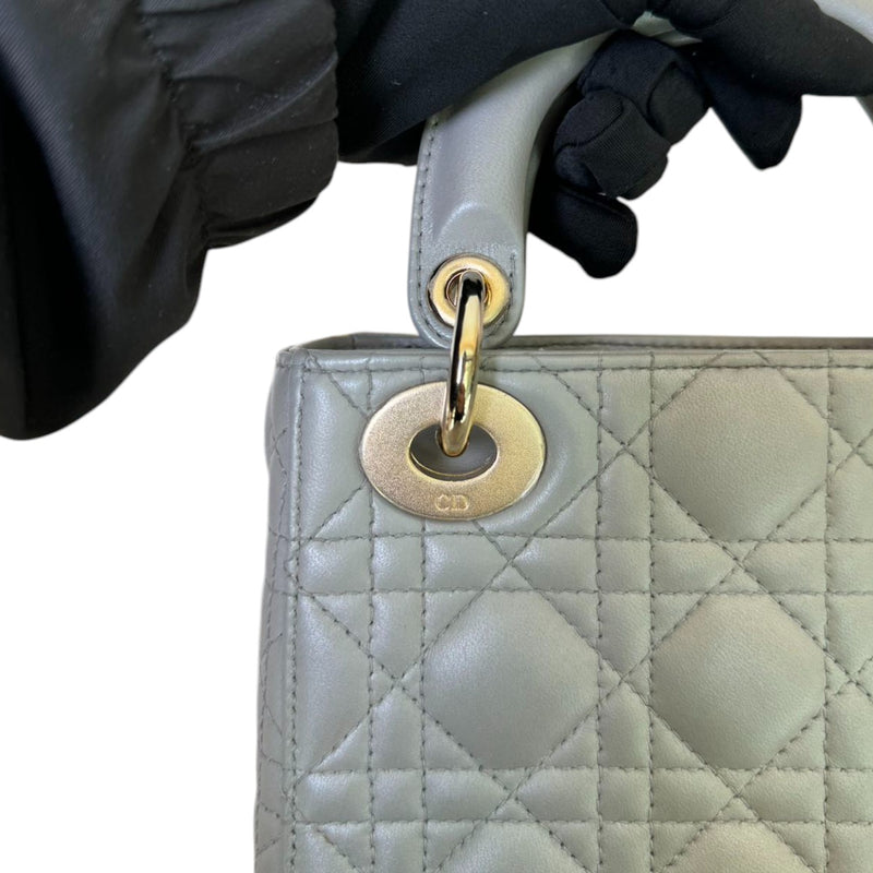 Lady Dior Mini Lambskin Quilted Grey GHW