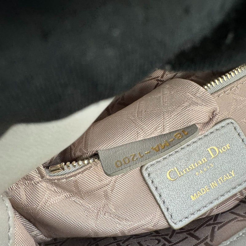 Lady Dior Mini Lambskin Quilted Grey GHW