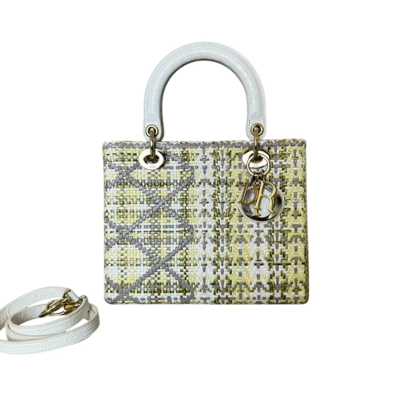 Lady Dior Medium Crocodile Raffia Yellow GHW