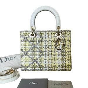 Lady Dior Medium Crocodile Raffia Yellow GHW