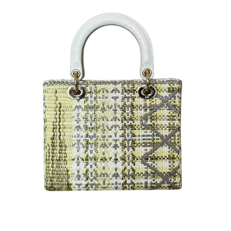 Lady Dior Medium Crocodile Raffia Yellow GHW