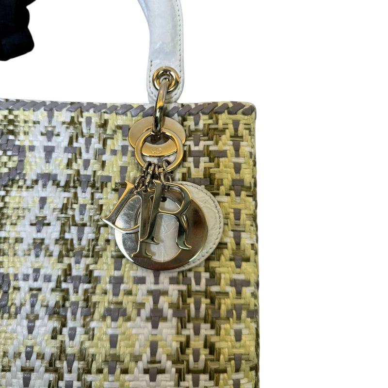 Lady Dior Medium Crocodile Raffia Yellow GHW