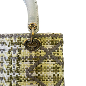 Lady Dior Medium Crocodile Raffia Yellow GHW