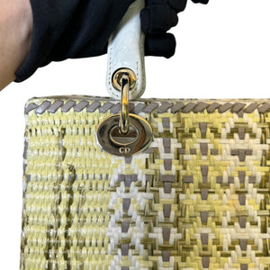 Lady Dior Medium Crocodile Raffia Yellow GHW