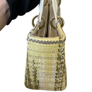 Lady Dior Medium Crocodile Raffia Yellow GHW