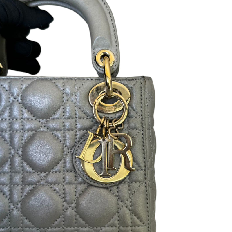 Lady Dior Mini Lambskin Cannage Grey GHW