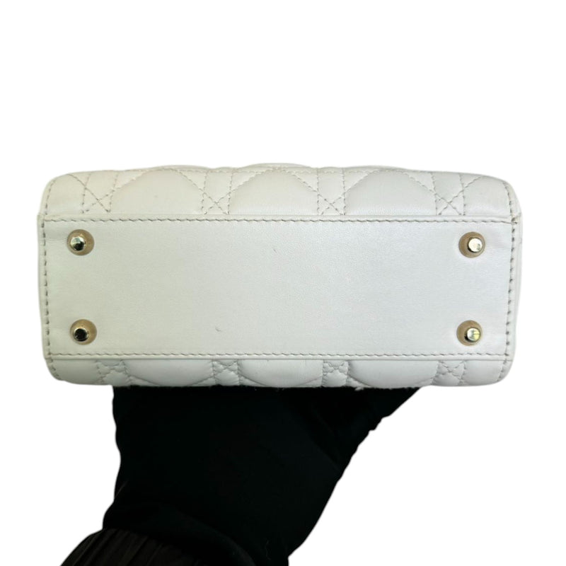 Lady Dior Mini Lambskin Cannage White LGHW