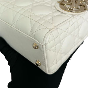 Lady Dior Mini Lambskin Cannage White LGHW