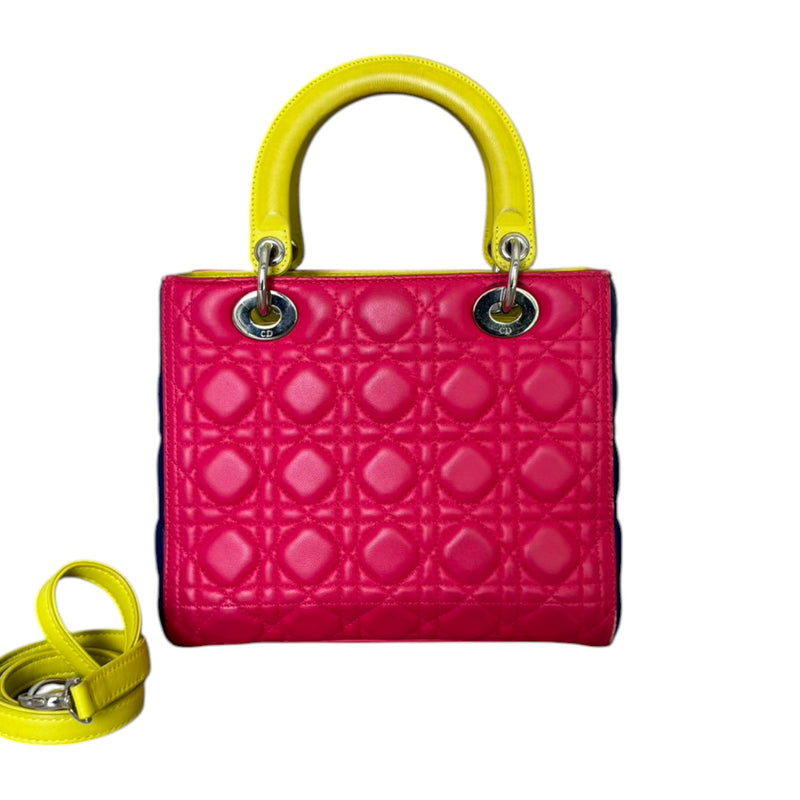 Tri-Color Lady Dior Medium Lambskin Cannage Pink SHW