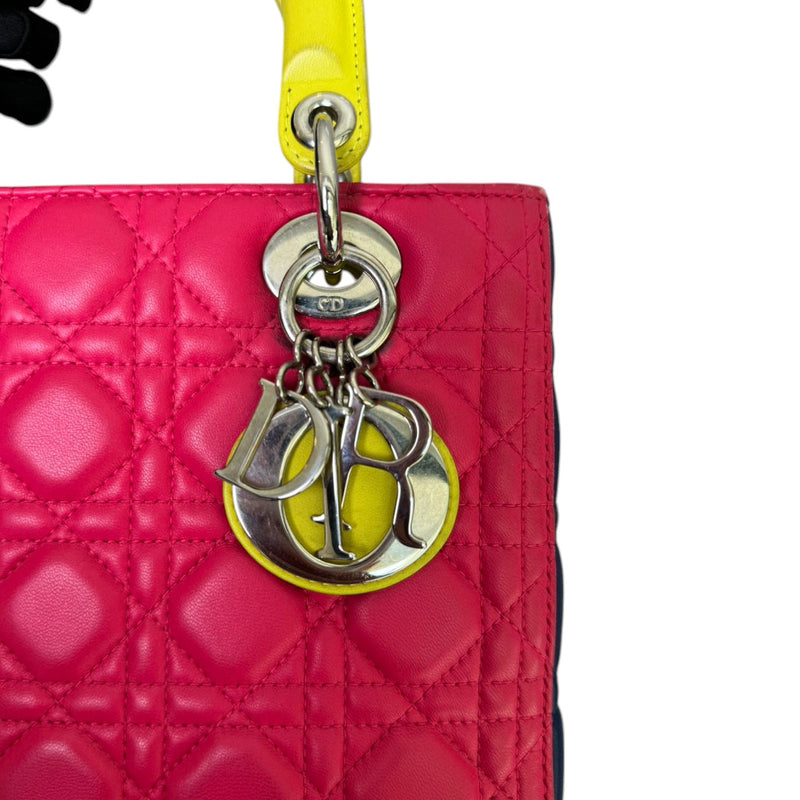 Tri-Color Lady Dior Medium Lambskin Cannage Pink SHW