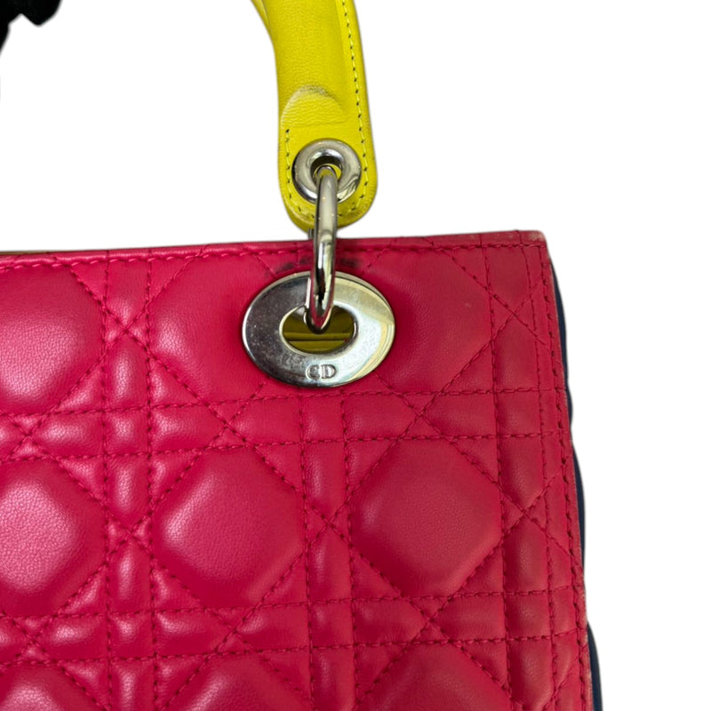 Tri-Color Lady Dior Medium Lambskin Cannage Pink SHW