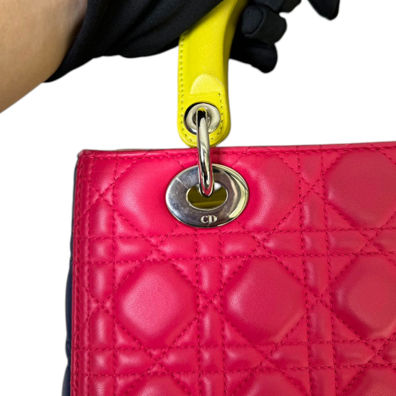 Tri-Color Lady Dior Medium Lambskin Cannage Pink SHW