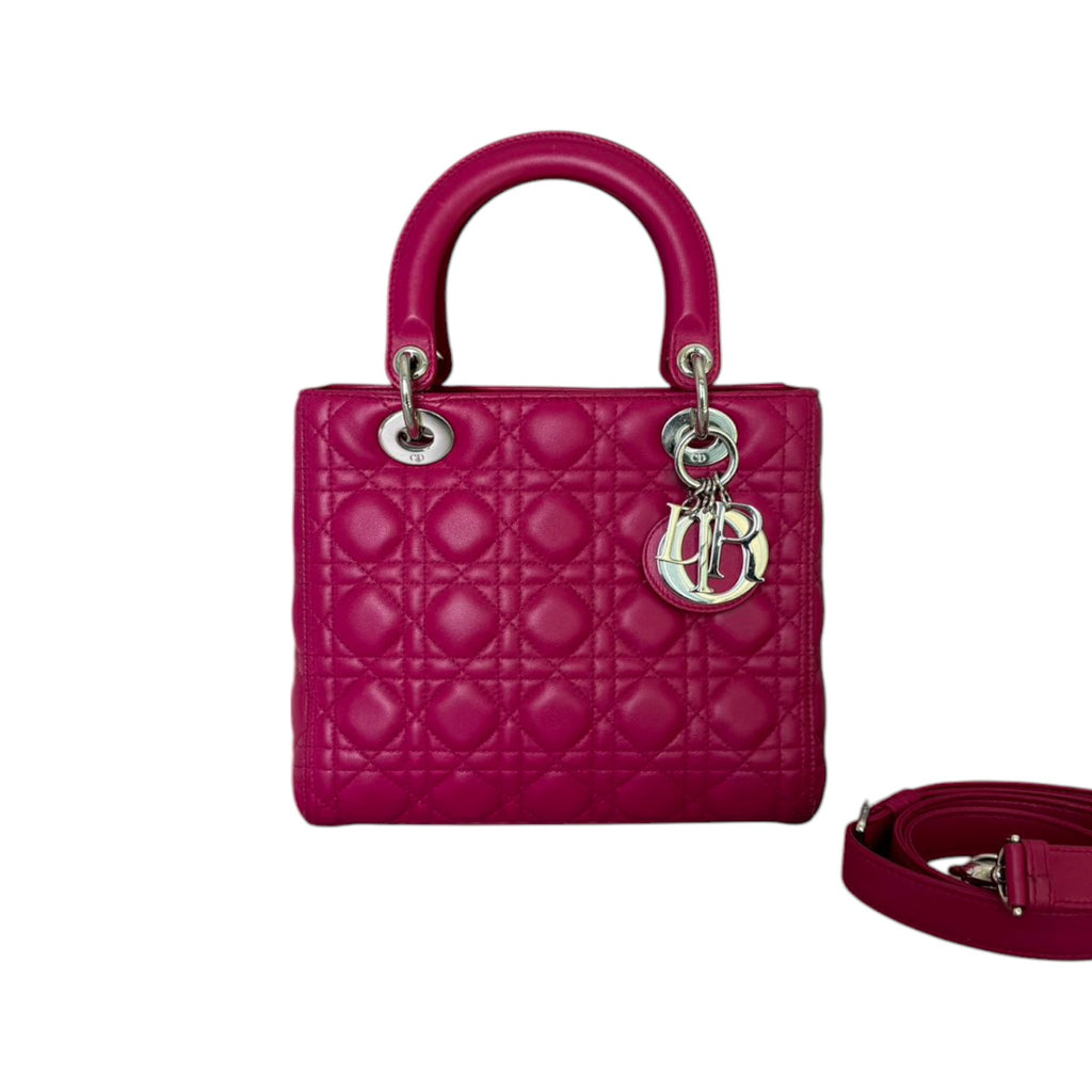 Lady Dior Medium Lambskin Quilted Purple SHW