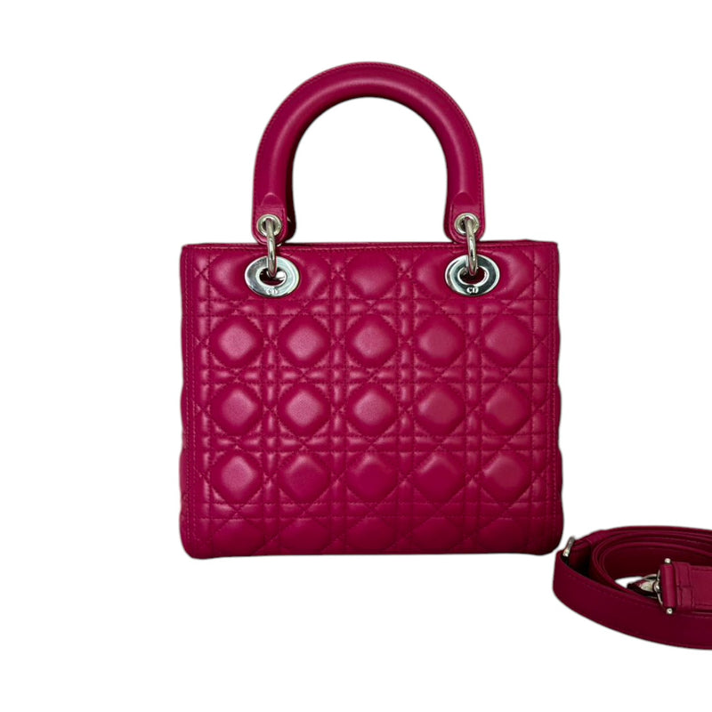 Lady Dior Medium Lambskin Quilted Purple SHW