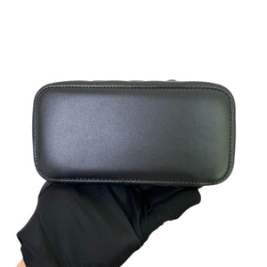 Top Handle Vanity Case with Chain Small Lambskin Black GHW