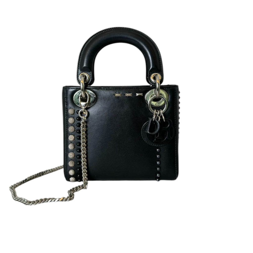 Lady Dior Mini Studded Calfskin Black SHW