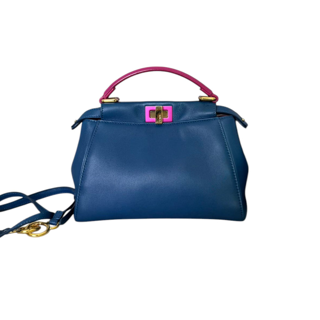 Peekaboo Mini Iconic Satchel Nappa Colorblock Blue GHW