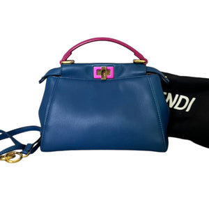 Peekaboo Mini Iconic Satchel Nappa Colorblock Blue GHW