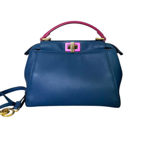 Peekaboo Mini Iconic Satchel Nappa Colorblock Blue GHW