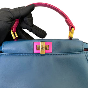 Peekaboo Mini Iconic Satchel Nappa Colorblock Blue GHW