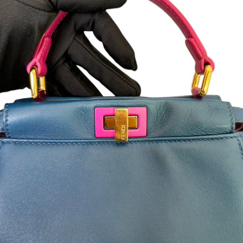 Peekaboo Mini Iconic Satchel Nappa Colorblock Blue GHW