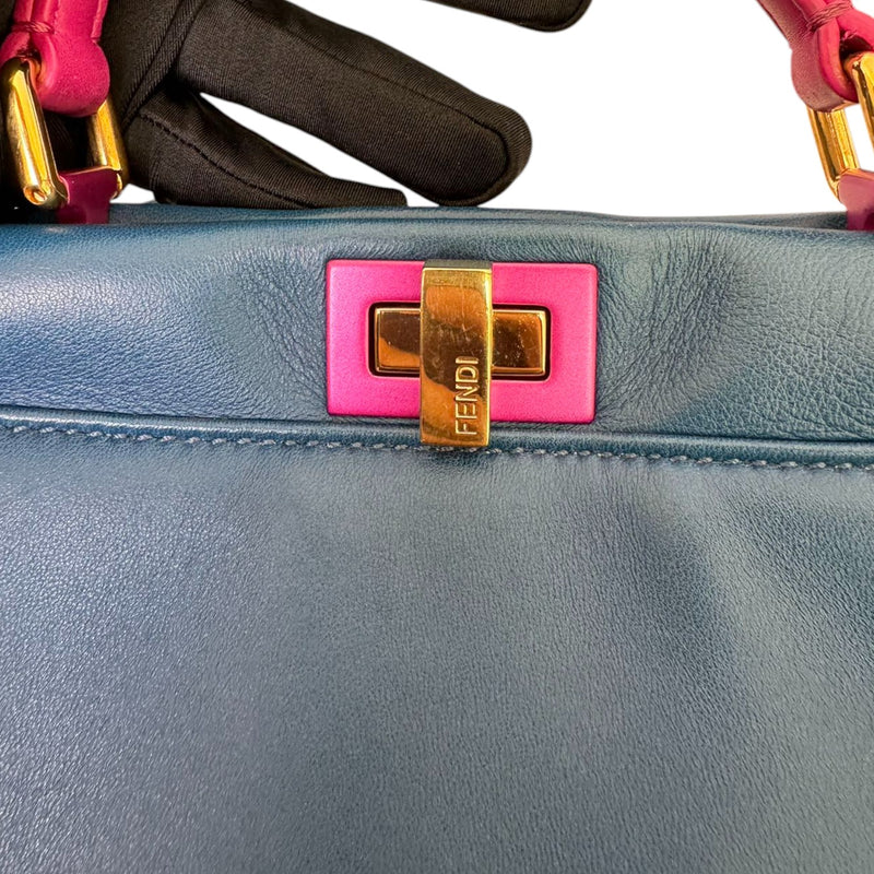 Peekaboo Mini Iconic Satchel Nappa Colorblock Blue GHW