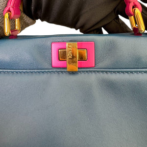 Peekaboo Mini Iconic Satchel Nappa Colorblock Blue GHW