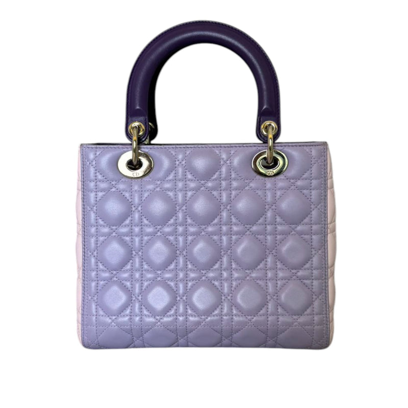 Lady Dior Tri-Color Medium Lambskin Purple Light Pink SHW