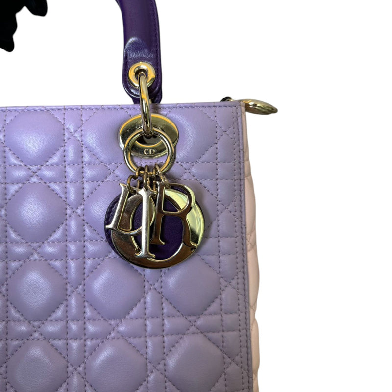 Lady Dior Tri-Color Medium Lambskin Purple Light Pink SHW