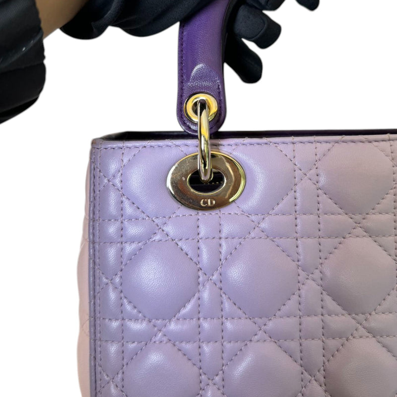 Lady Dior Tri-Color Medium Lambskin Purple Light Pink SHW