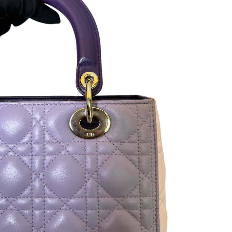 Lady Dior Tri-Color Medium Lambskin Purple Light Pink SHW