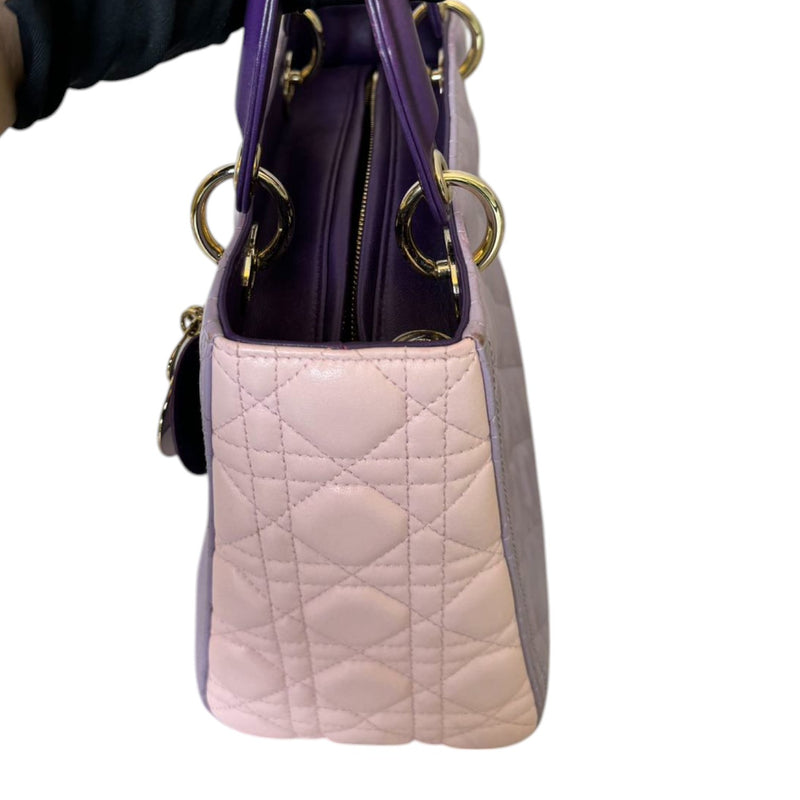 Lady Dior Tri-Color Medium Lambskin Purple Light Pink SHW