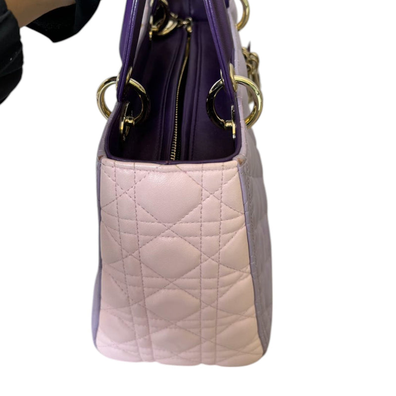 Lady Dior Tri-Color Medium Lambskin Purple Light Pink SHW