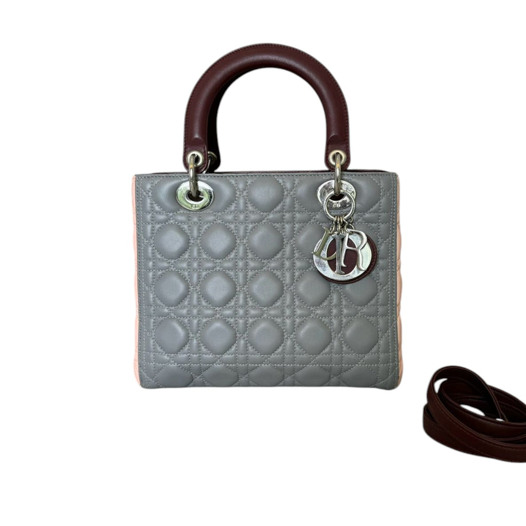 Lady Dior Medium Tri-Color Pink Burgundy Grey SHW