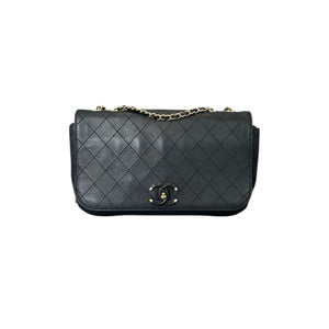 Chanel CC Stitched Case Flap Calfskin Black GHW