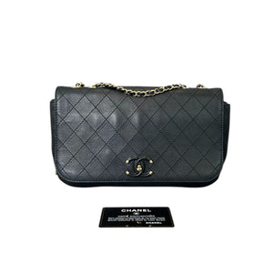 Chanel CC Stitched Case Flap Calfskin Black GHW