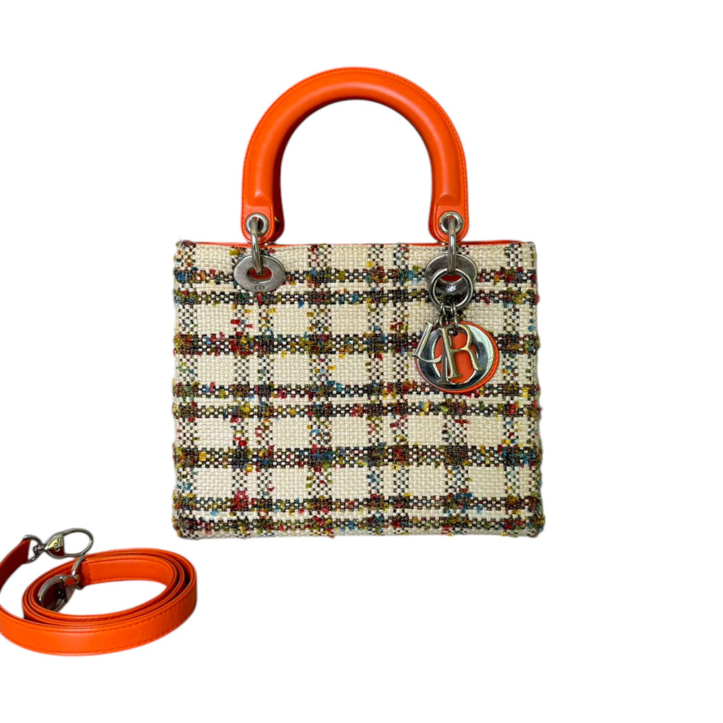 Lady Dior Medium Tweed Orange Multicolor SHW