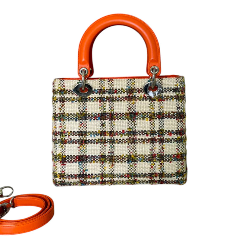 Lady Dior Medium Tweed Orange Multicolor SHW