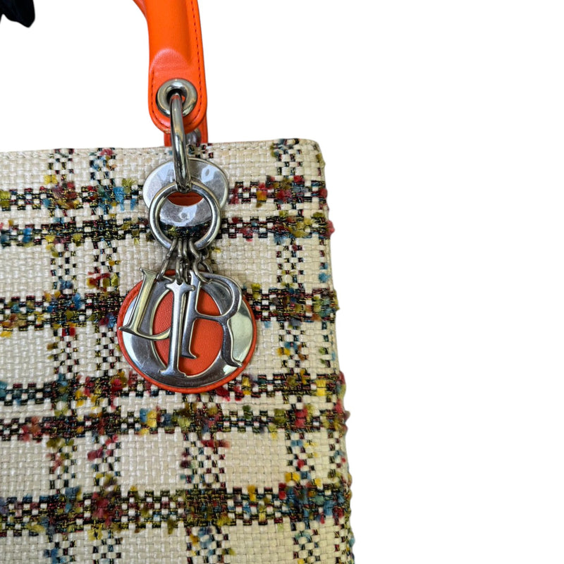 Lady Dior Medium Tweed Orange Multicolor SHW