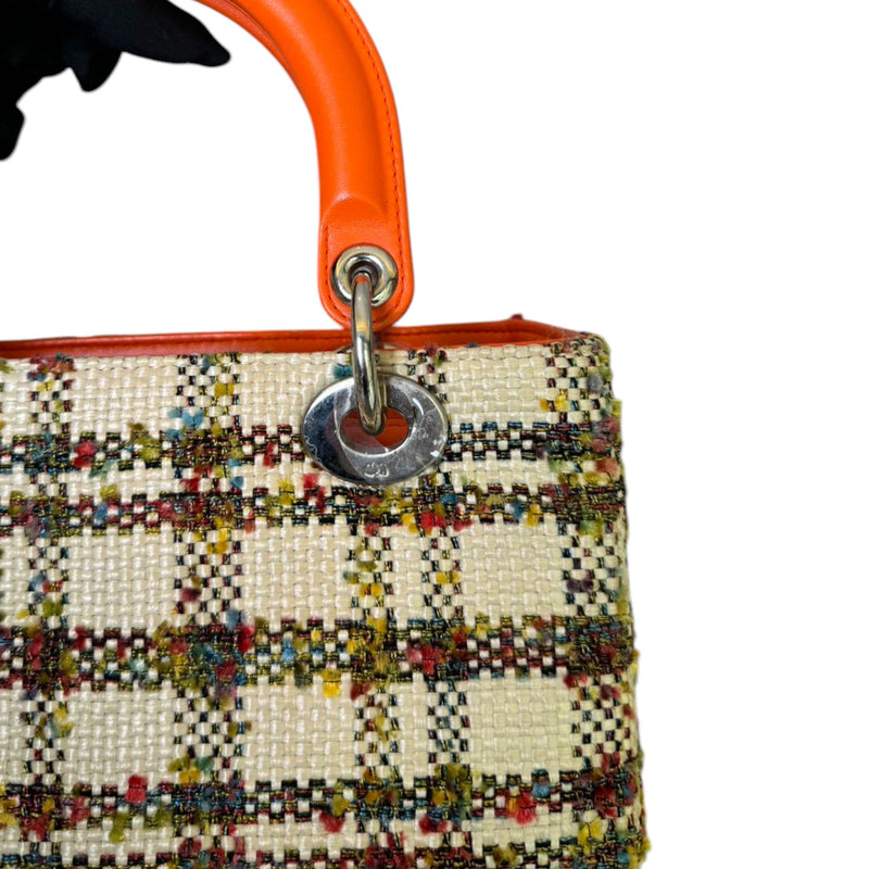 Lady Dior Medium Tweed Orange Multicolor SHW