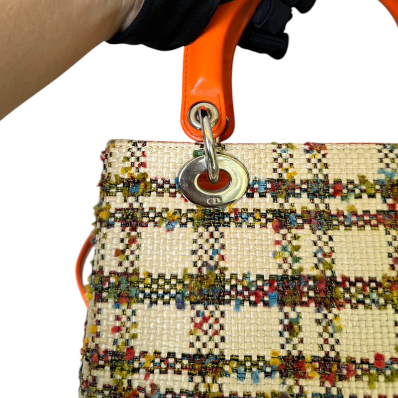 Lady Dior Medium Tweed Orange Multicolor SHW