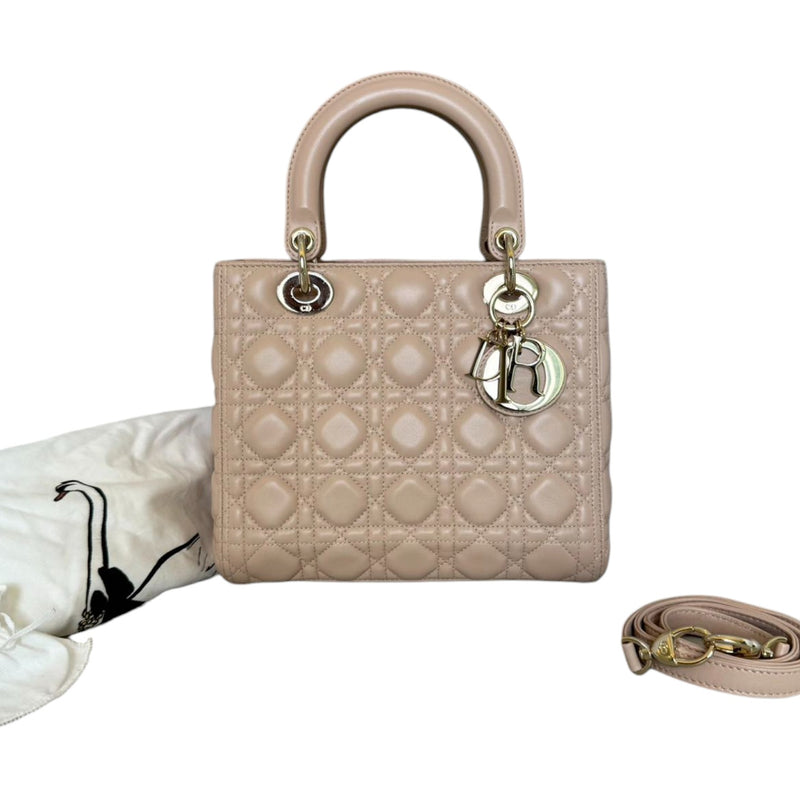 Lady Dior Medium Lambskin Cannage Light Pink GHW