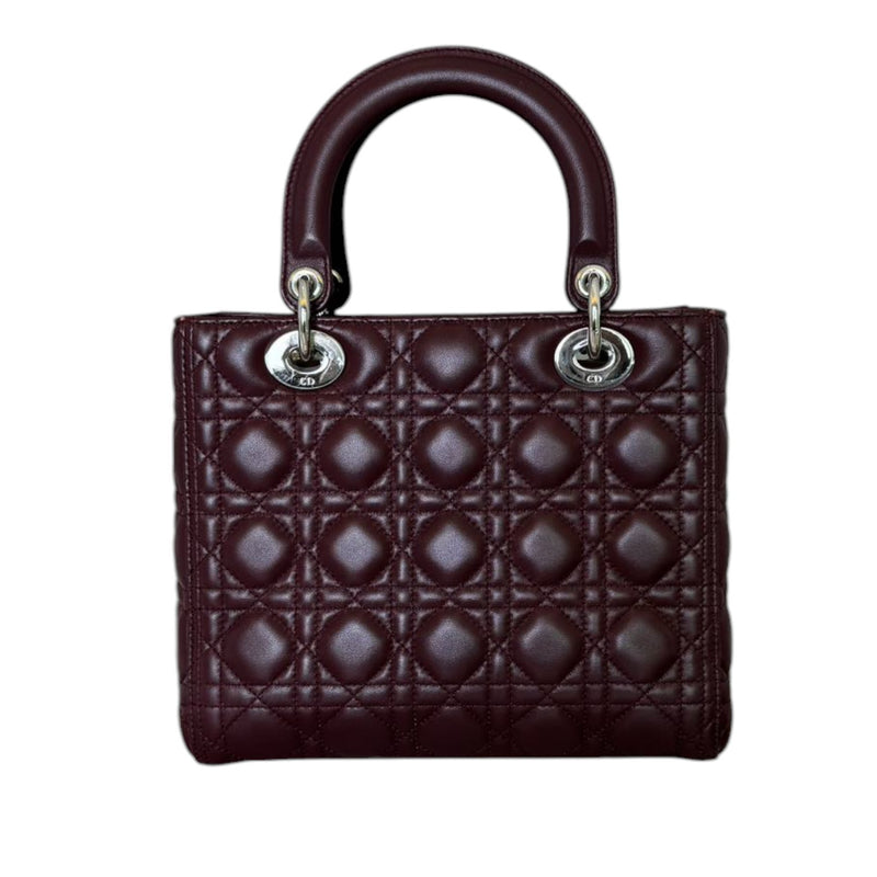 Lady Dior Medium Lambskin Burgundy SHW