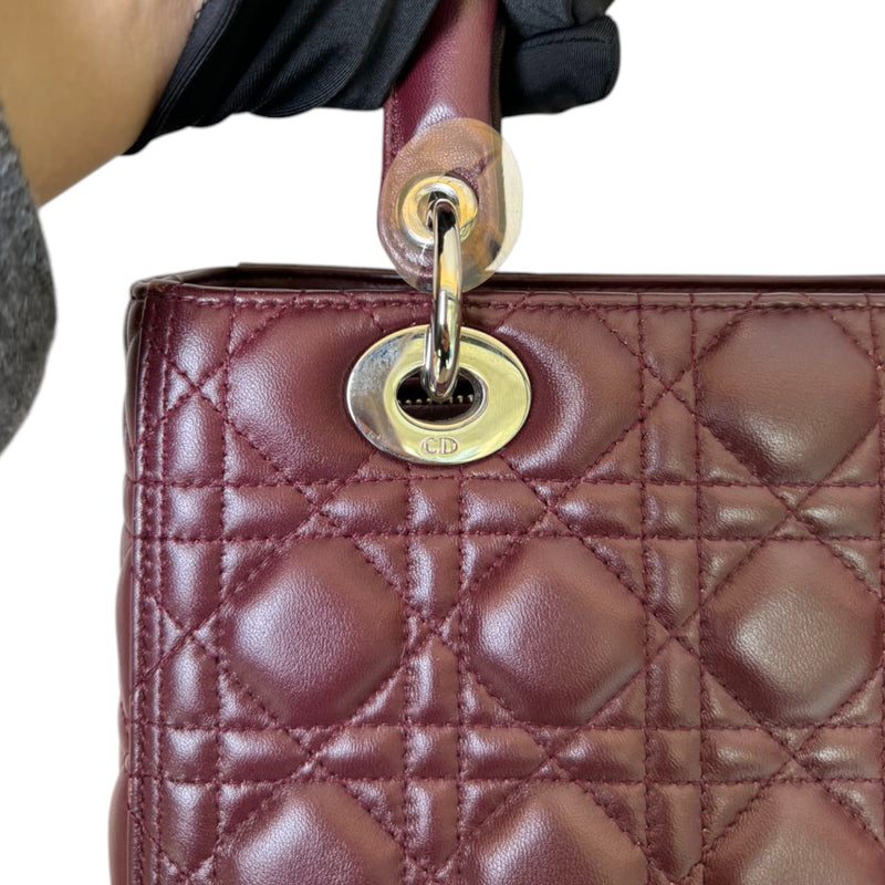 Lady Dior Medium Lambskin Burgundy SHW