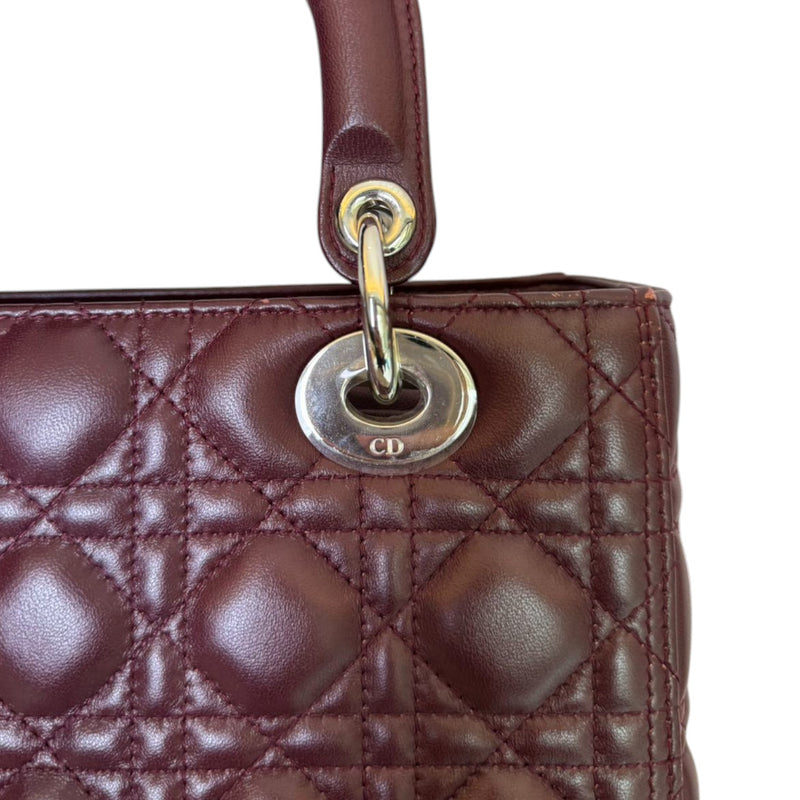 Lady Dior Medium Lambskin Burgundy SHW