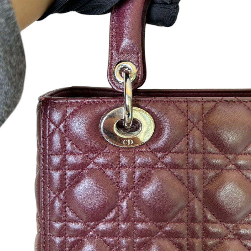 Lady Dior Medium Lambskin Burgundy SHW