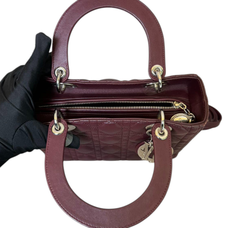 Lady Dior Medium Lambskin Burgundy SHW