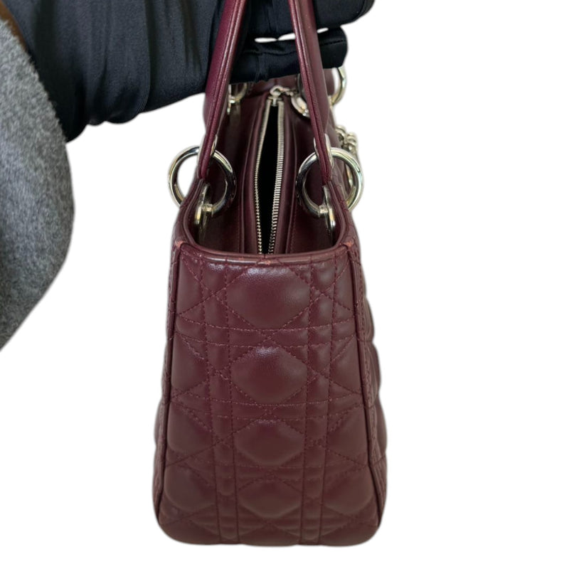 Lady Dior Medium Lambskin Burgundy SHW