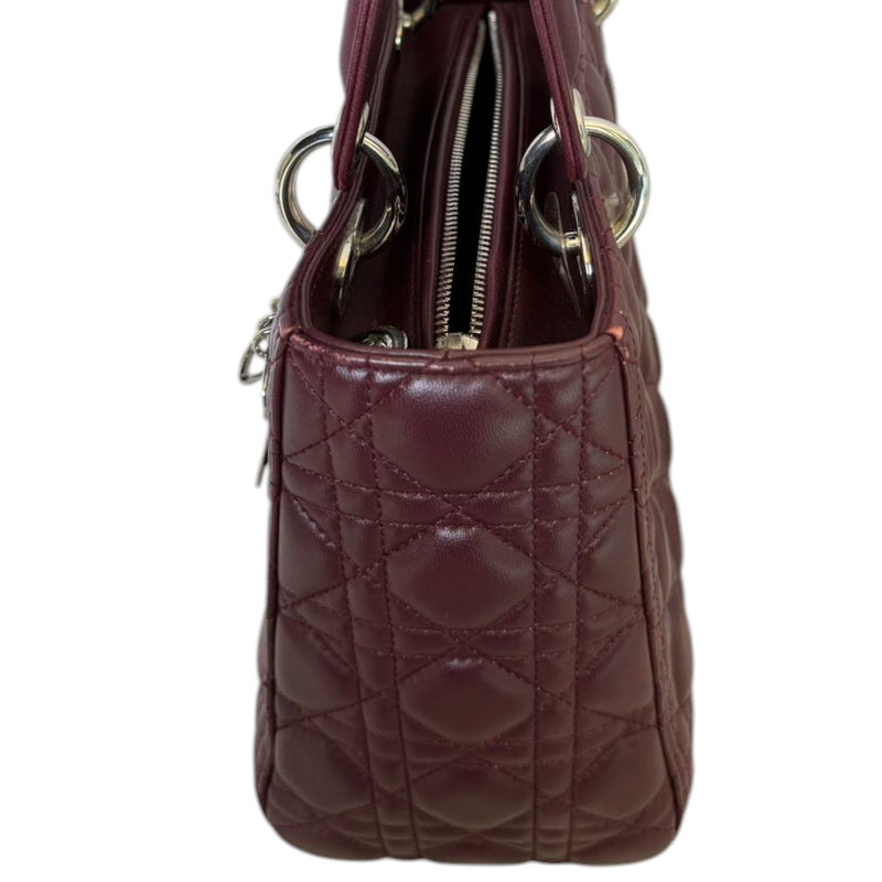 Lady Dior Medium Lambskin Burgundy SHW