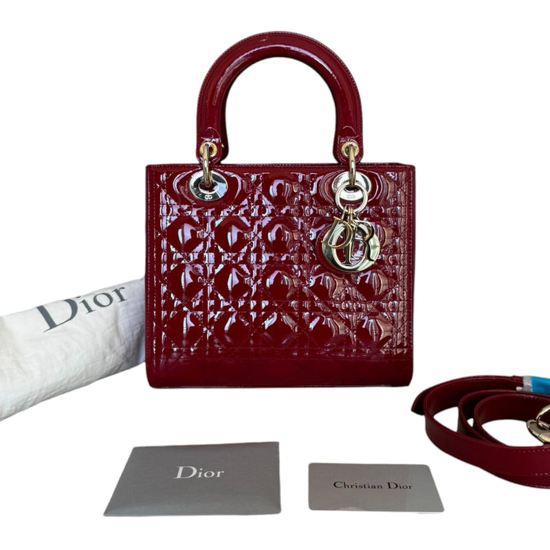 Lady Dior Medium Patent Cannage Red GHW